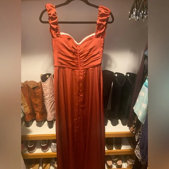 Azazie Alexia Stretch Satin Maxi Dress - Picture 6 of 8